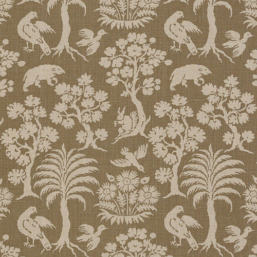 SCHUMACHER WOODLAND SILHOUETTE FABRIC / MOCHA