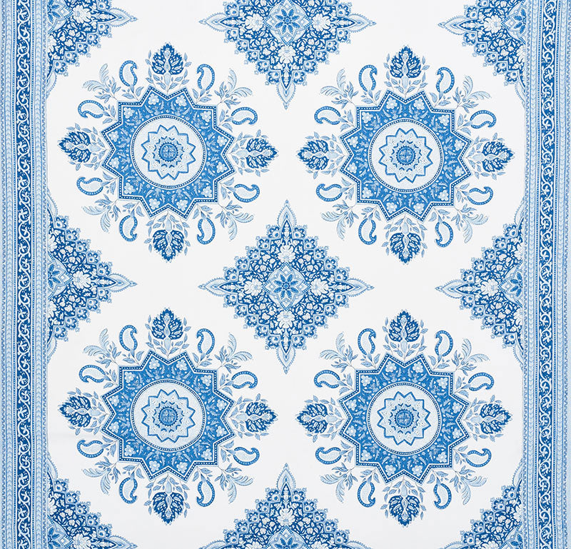 SCHUMACHER MONTECITO MEDALLION FABRIC / INDIGO