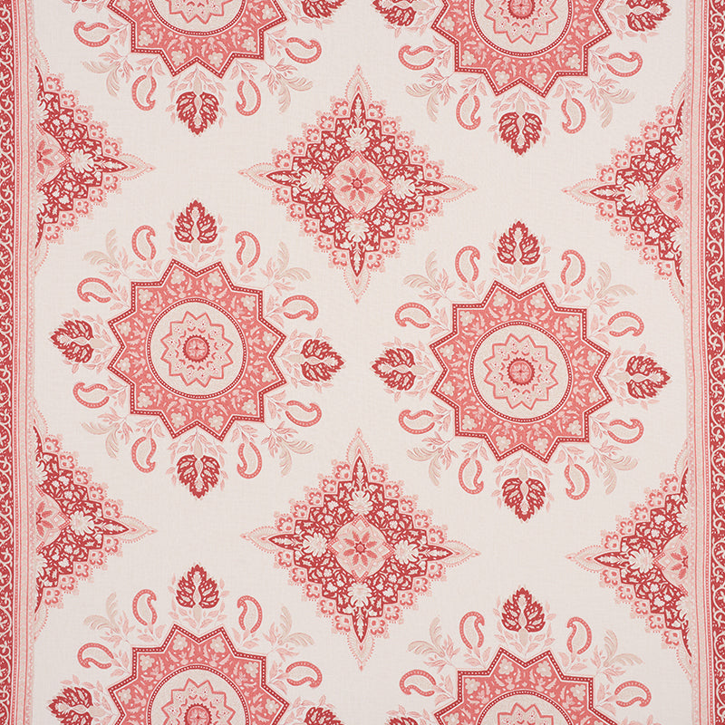 SCHUMACHER MONTECITO MEDALLION FABRIC / FADED RED