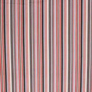 Cotton Stripe Drapery Fabric Red Navy Blue White Gray / Moonbeam