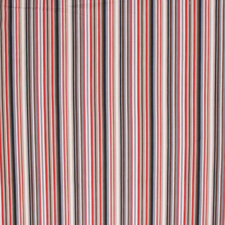 Cotton Stripe Drapery Fabric Red Navy Blue White Gray / Moonbeam