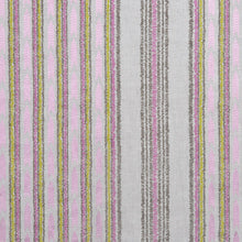 Load image into Gallery viewer, Embroidered Drapery Stripe Fabric Ivory Green Pink / Moss RMBLV