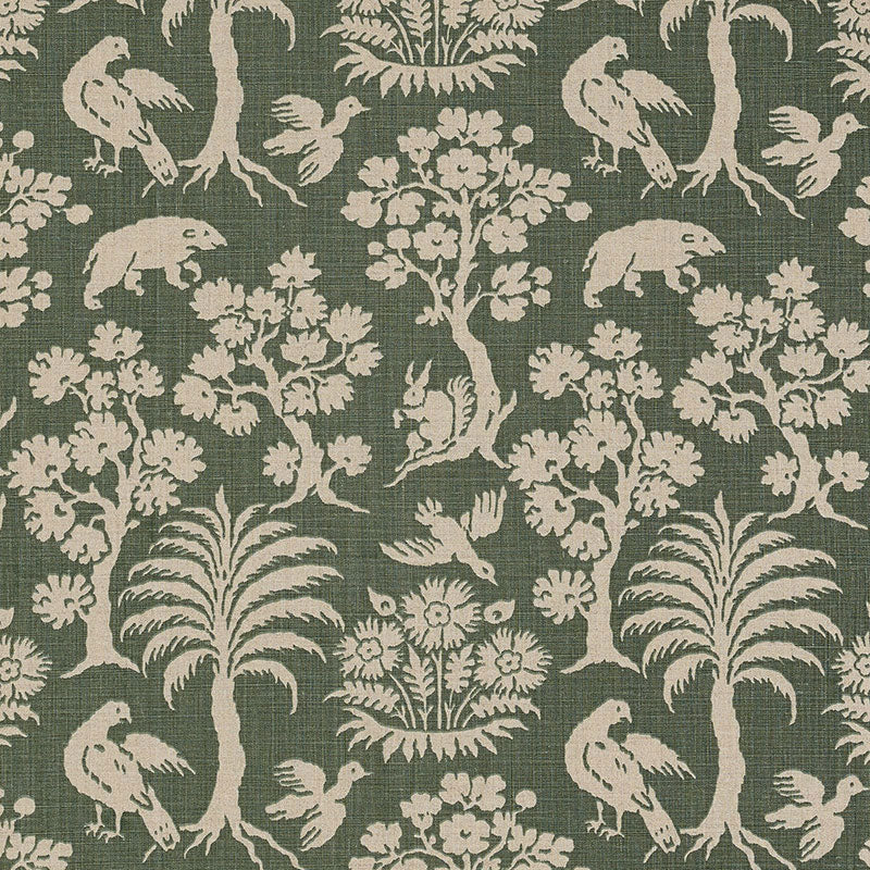 SCHUMACHER WOODLAND SILHOUETTE FABRIC / MOSS