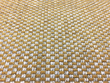 Load image into Gallery viewer, Marvic Textiles Scorza Mustard Gold Sand Linen Cotton Beige Silver Metallic Check Upholstery Fabric