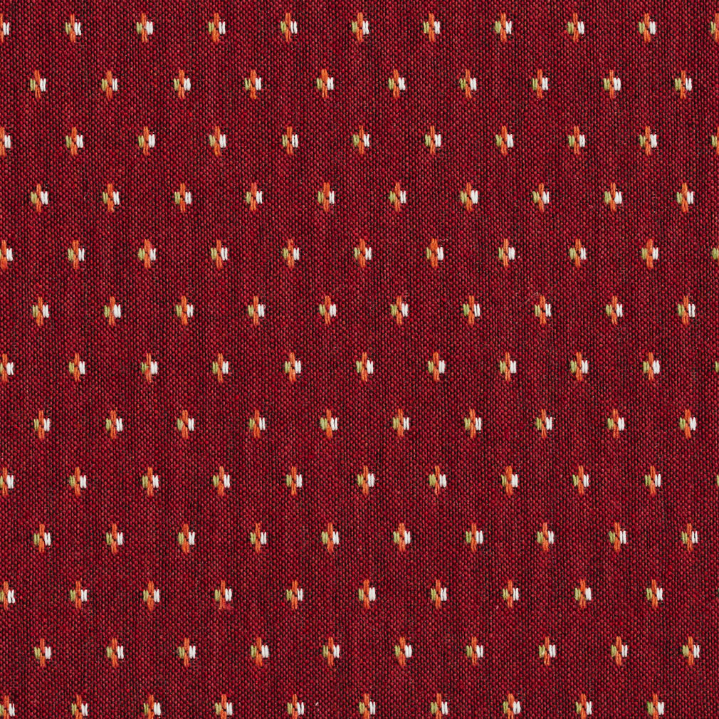 Essentials Maroon Orange Lime White Upholstery Fabric / Spice Dot