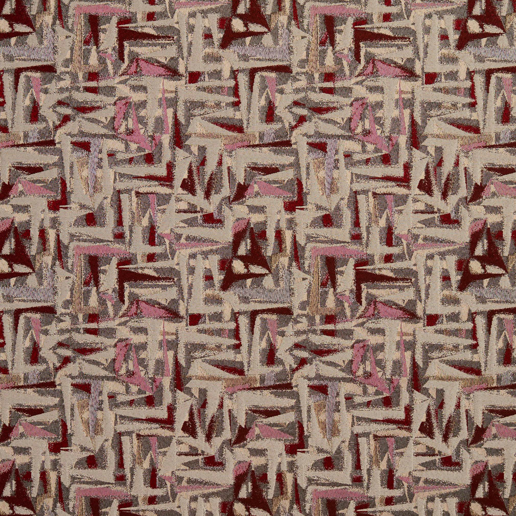 Essentials Maroon Red Pink Mauve Gray Tan Upholstery Fabric / Wine Abstract