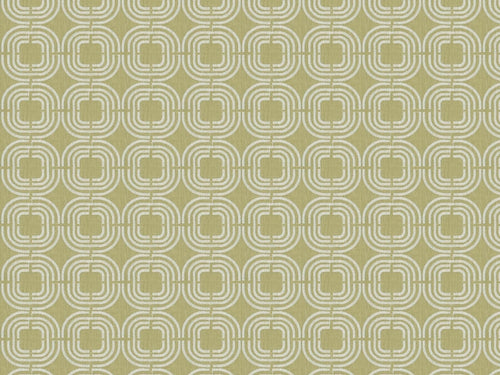 Cotton Green Beige Geometric Art Deco Embroidered Drapery Fabric