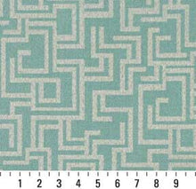 Load image into Gallery viewer, Essentials Indoor Outdoor Upholstery Drapery Maze Fabric Aqua / Lagoon Geometric