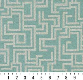 Essentials Indoor Outdoor Upholstery Drapery Maze Fabric Aqua / Lagoon Geometric