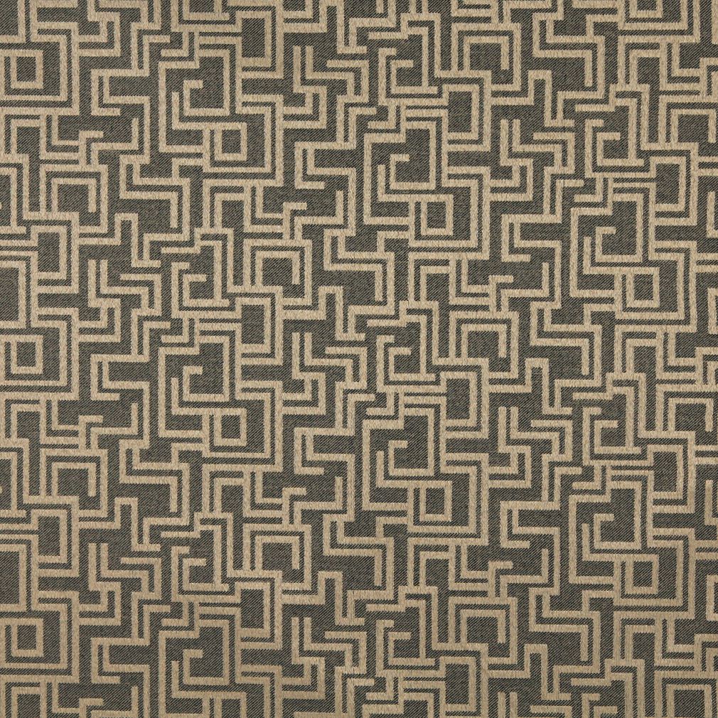 Essentials Indoor Outdoor Upholstery Drapery Maze Fabric Black / Cafe Geometric