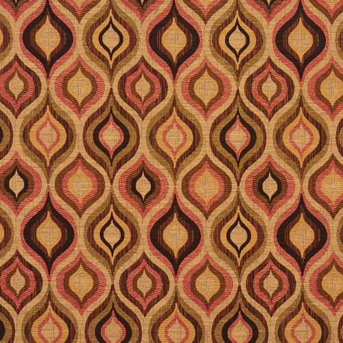 Essentials Medallion Upholstery Fabric Brown Pink Beige / Tiki Lantern
