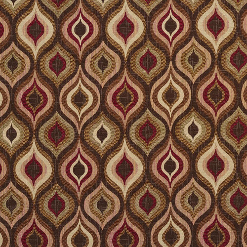 Essentials Medallion Upholstery Fabric Burgundy Brown Beige / Adobe Lantern