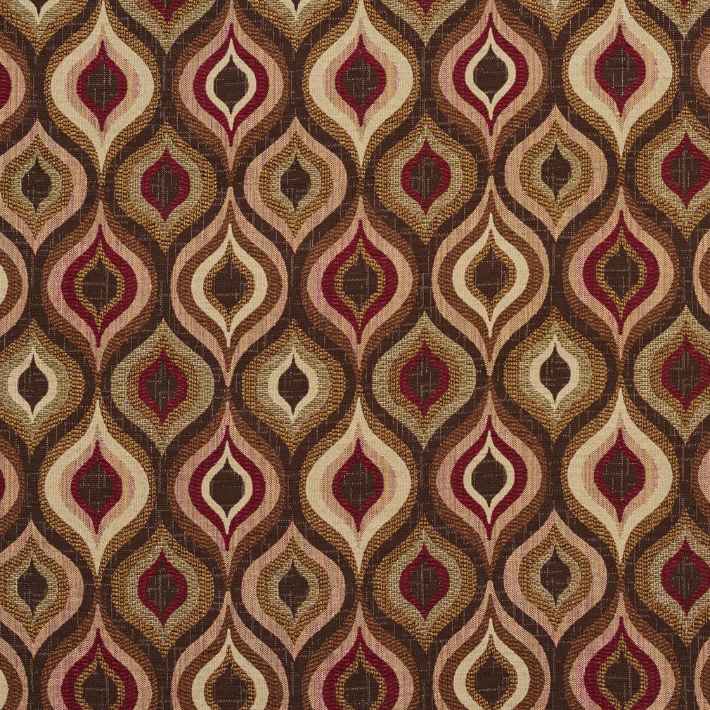Essentials Medallion Upholstery Fabric Burgundy Brown Beige / Adobe Lantern