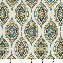 Load image into Gallery viewer, Essentials Upholstery Drapery Medallion Fabric / Navy Blue Gold