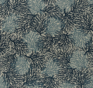 Navy Blue Gray Coral Upholstery Drapery Fabric Nautical