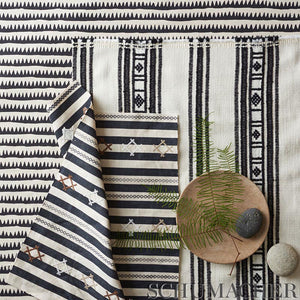 SCHUMACHER CORFU STRIPE FABRIC / BLACK