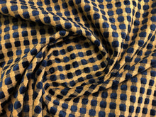 Load image into Gallery viewer, Lee Jofa Navy Blue Beige Cut Velvet Geometric Check Upholstery Fabric