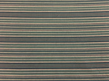 Load image into Gallery viewer, Navy Blue Teal Gray Beige Rose Pink Burgundy Railroaded Stripe Upholstery Fabric