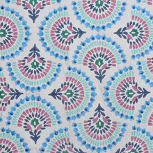 Load image into Gallery viewer, Embroidered Floral Velvet Drapery Fabric Ivory Blue Green / Nouveau RMBLV