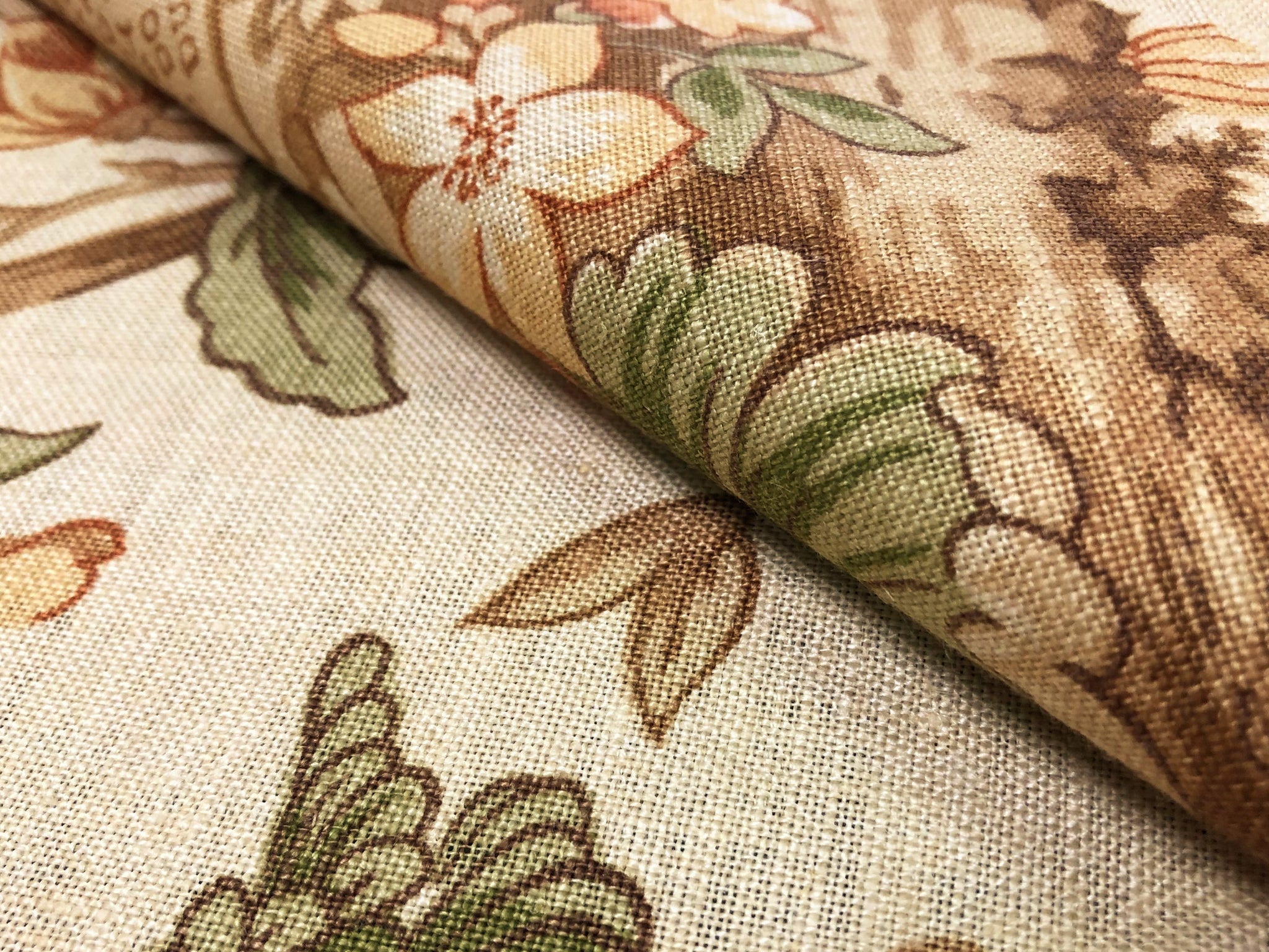 Beige Coral Botanical Embroidered Drapery Fabric, Fabric Bistro, Columbia