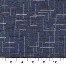 Load image into Gallery viewer, Essentials Mid Century Modern Navy Geometric Rectangles Upholstery Fabric / Admiral