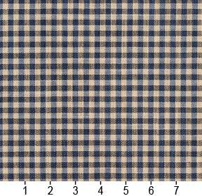 Essentials Navy Beige Checkered Upholstery Drapery Fabric / Indigo Gingham
