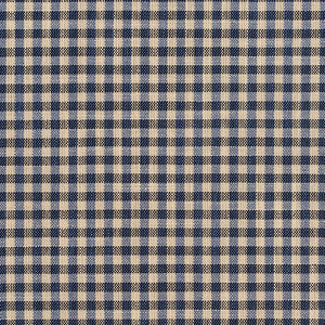 Essentials Navy Beige Checkered Upholstery Drapery Fabric / Indigo Gingham