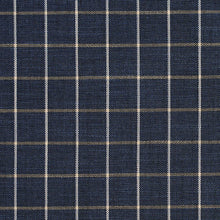 Load image into Gallery viewer, Essentials Navy Beige Plaid Upholstery Drapery Fabric / Indigo Checkerboard