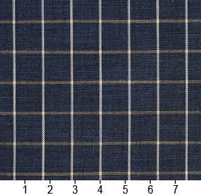 Essentials Navy Beige Plaid Upholstery Drapery Fabric / Indigo Checkerboard