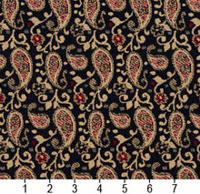 Load image into Gallery viewer, Essentials Navy Beige Red Upholstery Fabric / Port Paisley