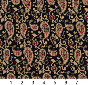 Essentials Navy Beige Red Upholstery Fabric / Port Paisley