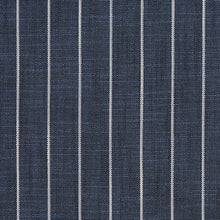 Load image into Gallery viewer, Essentials Navy Beige Stripe Upholstery Drapery Fabric / Indigo Pinstripe