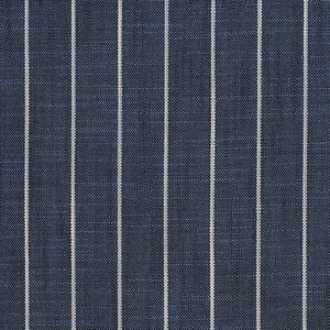 Essentials Navy Beige Stripe Upholstery Drapery Fabric / Indigo Pinstripe