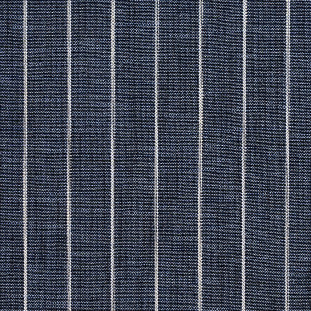 Essentials Navy Beige Stripe Upholstery Drapery Fabric / Indigo Pinstripe