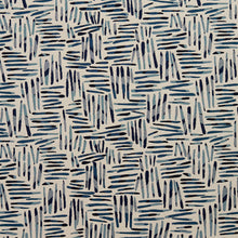 Load image into Gallery viewer, Essentials Navy Blue Aqua Gray Abstract Upholstery Fabric / Sapphire Tally