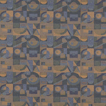 Load image into Gallery viewer, Essentials Mid Century Modern Geometric Navy Blue Beige Upholstery Fabric / Azure