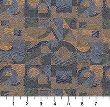 Load image into Gallery viewer, Essentials Mid Century Modern Geometric Navy Blue Beige Upholstery Fabric / Azure