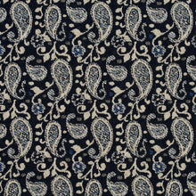 Load image into Gallery viewer, Essentials Navy Blue Beige White Upholstery Fabric / Cobalt Paisley