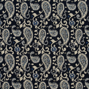 Essentials Navy Blue Beige White Upholstery Fabric / Cobalt Paisley