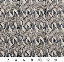 Load image into Gallery viewer, Essentials Navy Blue Black Gray Chain Upholstery Fabric / Sapphire