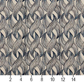 Essentials Navy Blue Black Gray Chain Upholstery Fabric / Sapphire