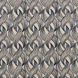 Essentials Navy Blue Black Gray Chain Upholstery Fabric / Sapphire