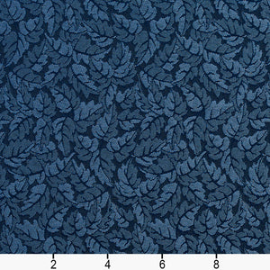 Essentials Heavy Duty Navy Blue Botanical Leaf Upholstery Fabric / Azure