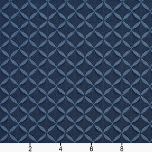 Essentials Heavy Duty Navy Geometric Medallion Upholstery Fabric / Ocean