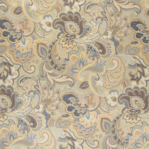 Essentials Cityscapes Navy Blue Gray Gold Beige Floral Paisley Upholstery Drapery Fabric