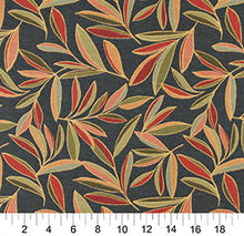 Load image into Gallery viewer, Essentials Cityscapes Navy Blue Green Lime Red Coral Mustard Leaves Upholstery Drapery Fabric