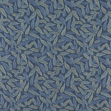 Load image into Gallery viewer, Essentials Heavy Duty Mid Century Modern Scotchgard Upholstery Fabric Navy Blue Leaves / Oasis