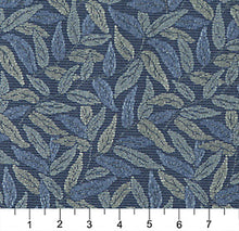 Load image into Gallery viewer, Essentials Heavy Duty Mid Century Modern Scotchgard Upholstery Fabric Navy Blue Leaves / Oasis