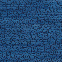 Load image into Gallery viewer, Essentials Heavy Duty Scotchgard Navy Blue Scroll Upholstery Fabric / Azure