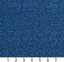 Load image into Gallery viewer, Essentials Heavy Duty Scotchgard Navy Blue Scroll Upholstery Fabric / Azure